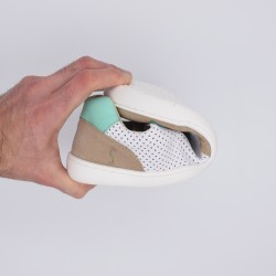 Flexi Nens XL Aqua Dots | Zapatillas Barefoot Piel Blanca (Horma Ancha