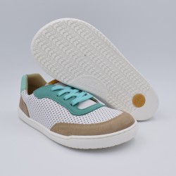 Flexi Nens XL Aqua Dots | Zapatillas Barefoot Piel Blanca (Horma Ancha