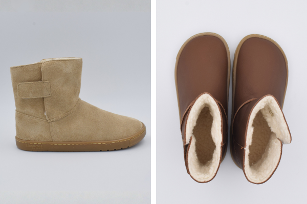 Vista de las botas australianas barefoot Blanditos Hielo para mujer y para niña.